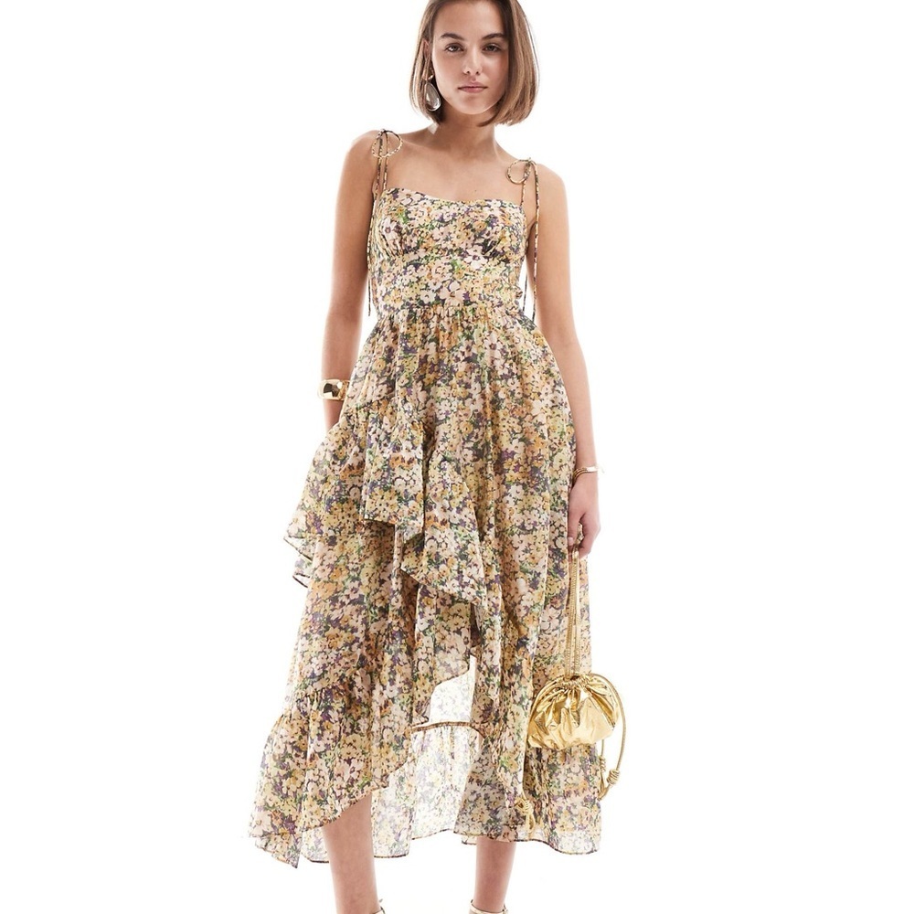 & OTHER STORIES 8 Strappy Ruffled Midi Dress In Pink